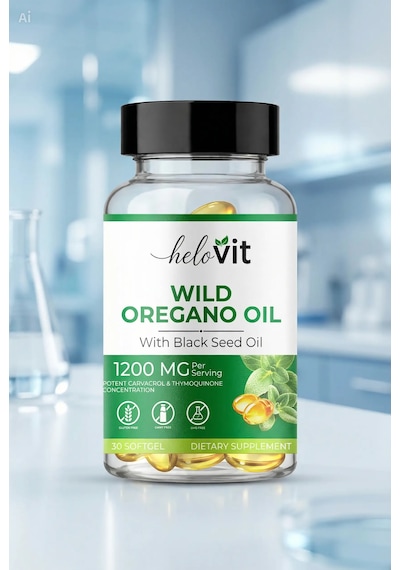 Helovit Wild Oregano Oil 1200 Mg Çörek Otu Yağı İçeren Doğal Vücut Direnci Desteği 30 Softjel
