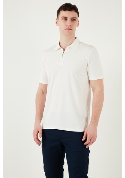 Buratti Pamuklu Regular Fit Yarım Fermuarlı Erkek Polo Yaka T Shirt 5902972 Ekru