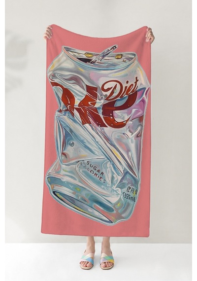 Pop Art Kola Plaj Havlusu - Modern Pembe Yaz Temalı Havuz Deniz Hızlı Kuruyan Mikrofiber Havlu Örtü Çok Renkli