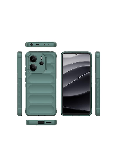 Xiaomi Redmi Note 14 4g Kılıf Esnek Tpu Oyuklu Arka Yüzey Tasarımlı Zore Etnik Silikon Kapak Koyu Yeşil
