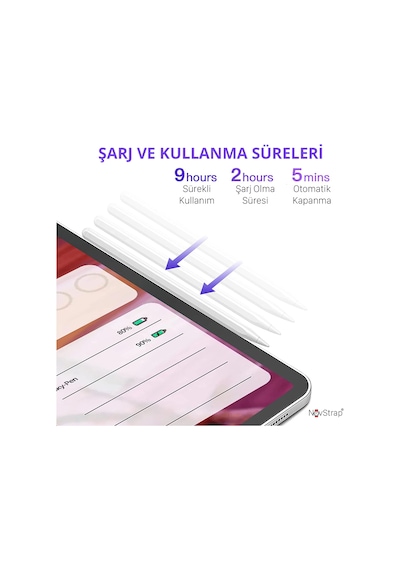 Novstrap Apple Uyumlu iPad Pro 12.9 2/3/4/5/6 Nesil İle Dokunmatik Tablet Kalemi 2. Nesil Smart Pencil Stylus Manyetik Şarj Avuç İçi Reddi