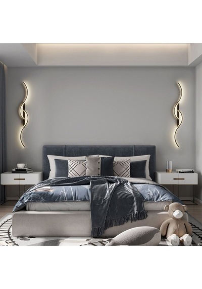 San Felipe / 2 'li Takım / Yatak Başı Aplik / 110 Cm / 3 Renk Işı Antrasit