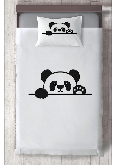 Mekta Home Bebek Ve Çocuk Odası El Sallayan Sevimli Panda Desenli Yatak Örtüsü Renkli