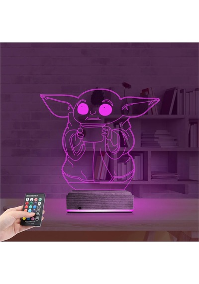 Luvivia Bebek Yoda 3d Lamba - Masa Gece Lambası Şeffaf