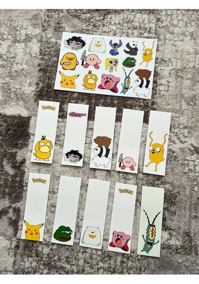 Çizgi Film Dizi Karakter Kitap Ayraç Ve Stickers Çıkartma Seti P