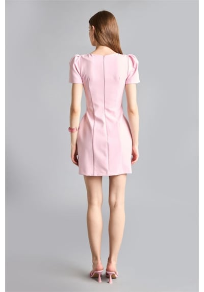 Defacto Kayık Yaka Kısa Kollu Mini Elbise H2740ax26sppn624 Pembe-pn624