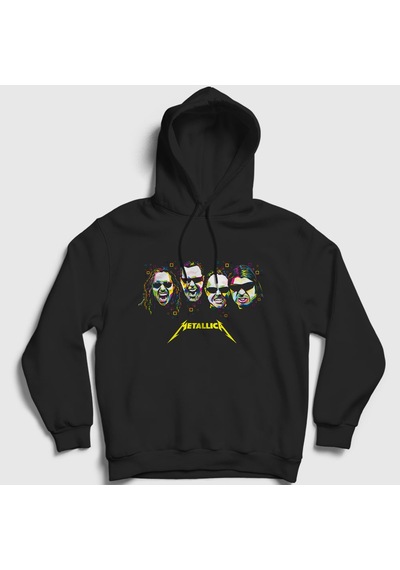 Presmono Unisex Band Metallica Kapüşonlu Sweatshirt Siyah