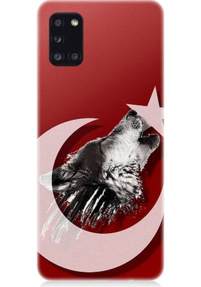 Samsung Galaxy A31 Uyumlu Kurt Ve Bayrak Desenli Silikon Kılıf