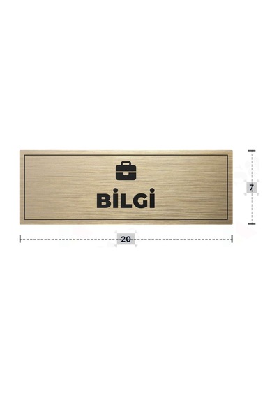 Bilgi Yazılı - Metal - Gold Renk - Kapı İsimliği - 20x7 Cm