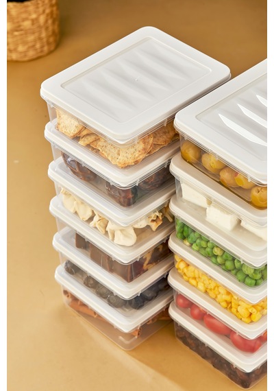 Multi Box 12 Li Set Saklama Kabı Seti - Dondurucu & Mikrodalga Uyumlu Krem