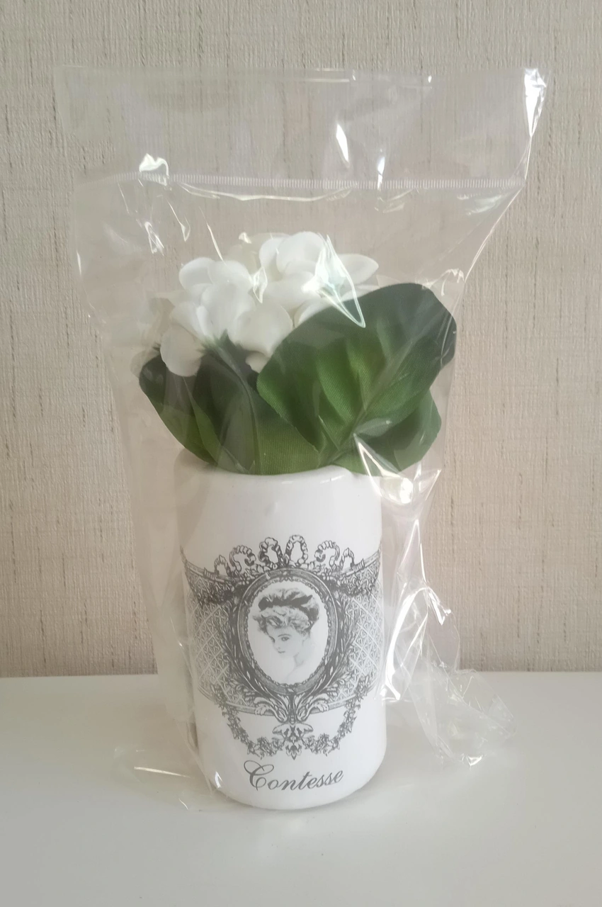 2 Adet Vazo Dahil,vazoda Çiçek,beyaz Yapay Çiçek,vazo Dekoratif Kraliçe Model 7x7x16cm Çok Renkli
