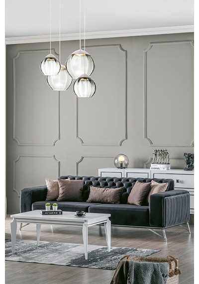 Weltew Home Mudanya Koltuk Takımı 3+1 Füme-krem