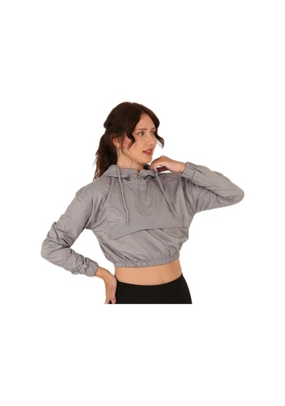 Scorp Alice Crop Kapüşonlu Kadın Sweatshirt Gri