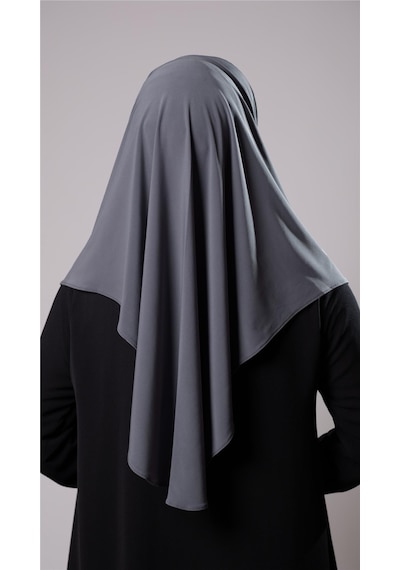 Hürrem Bone Antrasit Pratik Hazır Geçmeli Tesettür Eşarp Sandy Kumaş Düz Hijab 2308 25