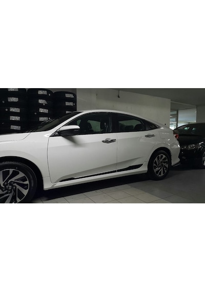 Autogp Honda Civic Fk7 Uyumlu Kapı Alt Çıtası Siyah Geniş Model 2016+