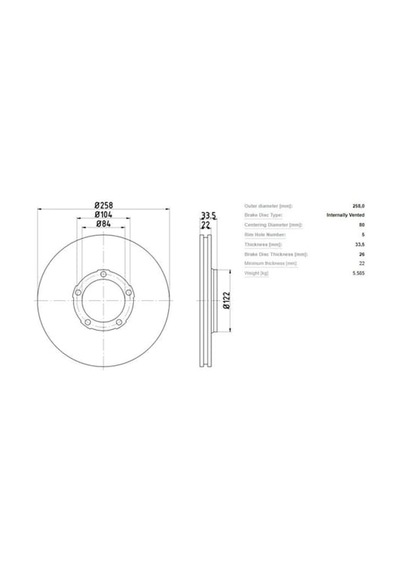 IOTO 10601-30301 Ön Fren Aynası 258Mm L300 87-