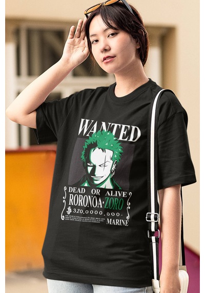 Anime One Piece Zoro Wanted Tişört