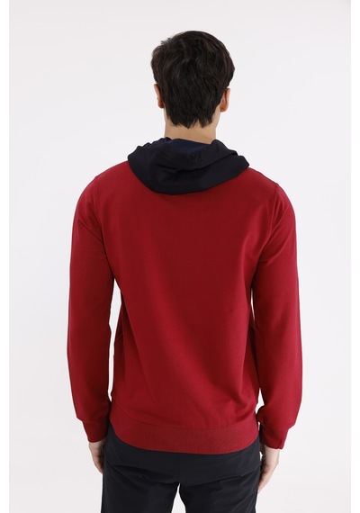 Rowinger Kanguru Cepli Ayarlanabilir Kordonlu Ribana Manşetli Rahat Kesim Kapüşonlu Sweatshirt Burgundy