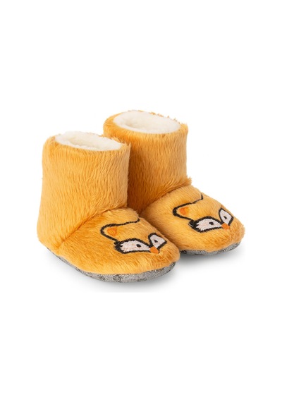 Pufien Çocuk Panduf, Bebek Ev Botu, Hayvan Desenli Sevimli Nakışlı Bebek Panduf - Tilki Çok Renkli