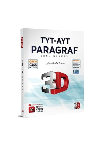 Yks Tyt Ayt Paragraf Soru Bankası Çözümlü 3d Yayınları