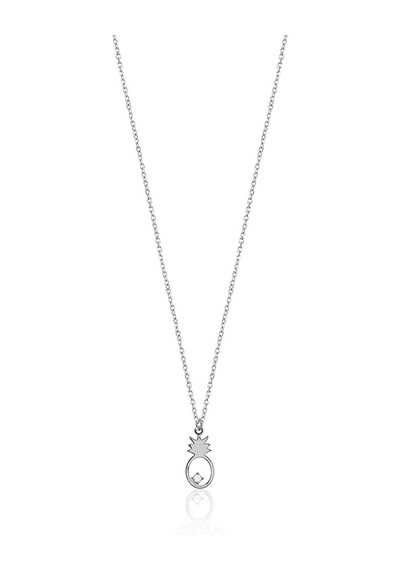 Zirkon Taşlı Ananas Desenli Gümüş Kaplamalı Gümüş Kolye Gold - Rose Gold - Gümüş