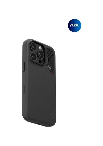 İphone 16 Pro Max Uyumlu Magsafe Özellikli Vegan Deri Kılıf - Renk Değiştiren Isı Sensörü - A16 Siyah