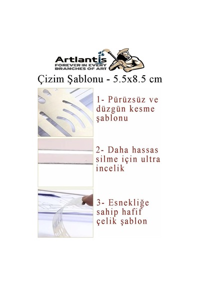 Silgi Şablonu Metal 5.5x8.5 Cm 1 Adet Paslanmaz Çelik Silgi Şablonu Çizim Şablonu Cetveli Mimari Mühendislik Genel
