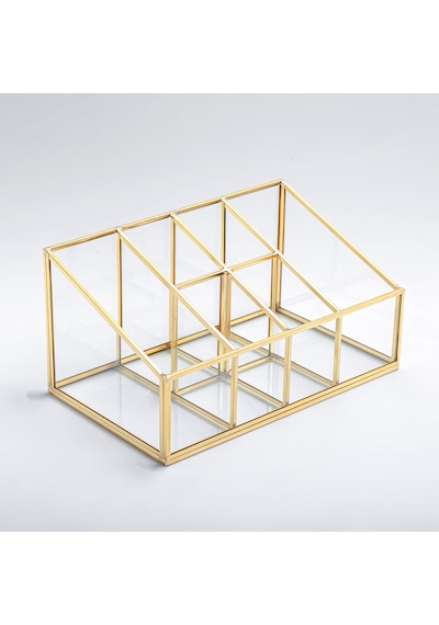 6 Bölmeli Cam Organizer Pirinç & Gold