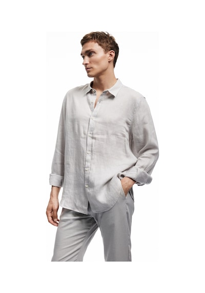 Koton Klasik Yaka Regular Fit Uzun Kollu Keten Gömlek Gri 5sam60172hw Gri