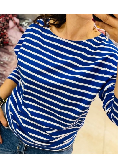 Kadın Çizgili Lacivert Sweatshirt Lacivert