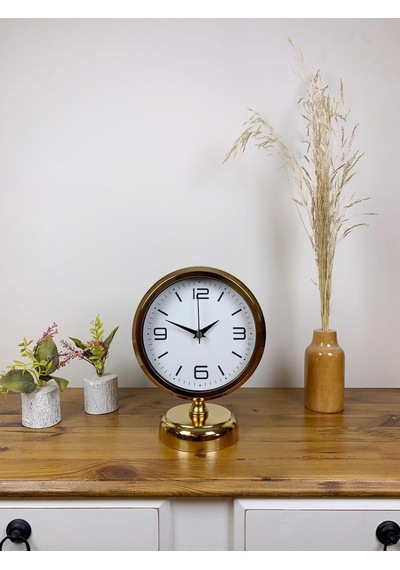 Gold Metal Modern Masa Saati 25 20 Cm Renkli