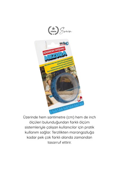 Mezura Yapışkanlı İp Takviyeli Terzi Mezurası 100 Cm Pvc Cetvel Şerit Ölçüm Bandı Kendinden Yapışan