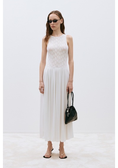 Suud Collection Ekru Lacy Dantelli Maxi Elbise