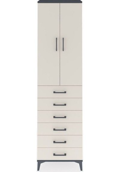 Arges Dolap 2 Raflı 6 Çekmeceli Tek Askılı 60x30x221 Antrasit... Antrasit