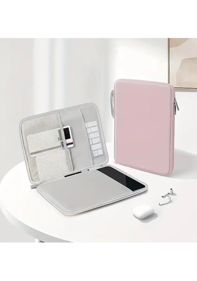 Bölmeli Tablet Ve Notebook İçin Dayanıklı Koruma Kılıfı Taşınabilir Çanta Pembe