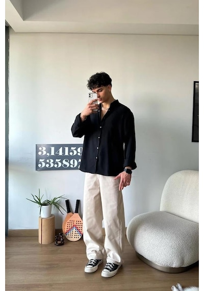 Flaw Chill Cozy Relax Fit Gömlek Siyah-14292 Siyah