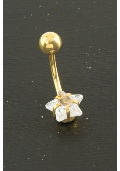 Yıldız Zirkon Taşlı Çelik Piercing 1 Adet Rekli