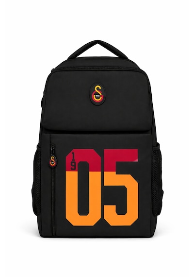 Galatasaray Lisanslı 3 Bölmeli Sırt Çantası - 1905 Baskılı Laptop Gözlü Su İtici Kumaşlı Okul Çantası Siyah