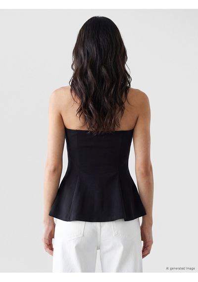 Lcw Vision Siyah Straplez Yaka Peplum Korse Bluz