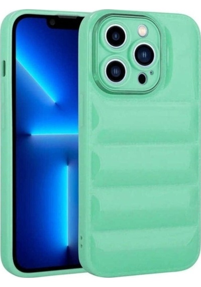 Apple Uyumlu iPhone 13 Pro Max Kılıf Kamera Korumalı Parlak Airbag'li Zore Galya Kapak Su Yeşil