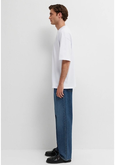Mavi M0613553-620 Mavi Baskılı T-shirt Erkek Tişort Beyaz