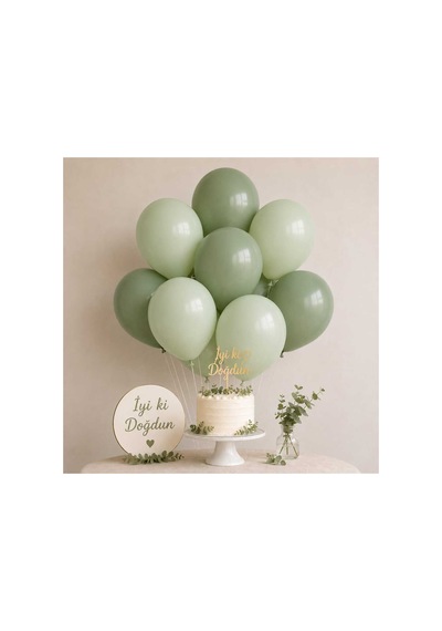 Yeşil Koyu & Açık Lateks Balon Seti 10'lu 5 Koyu 5 Açık Yeşil Doğum Günü Parti Balon Seti Çok Renkli