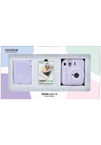 Instax Mini 12 Lila Fotoğraf Makinesi 10'lu Film Ve 28'li Mini Albüm Bundle Box