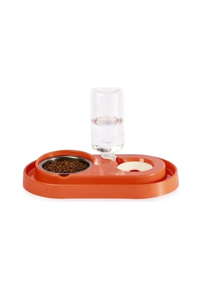 Tineke Hazneli Çelik Taslı Kedi Köpek Mama Su Kabı Seti 500 ML