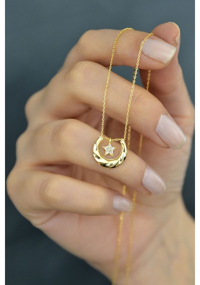 Papatya Silver 925 Ayar Gümüş Gold Kaplama Licuala Yıldız Detaylı Kolye