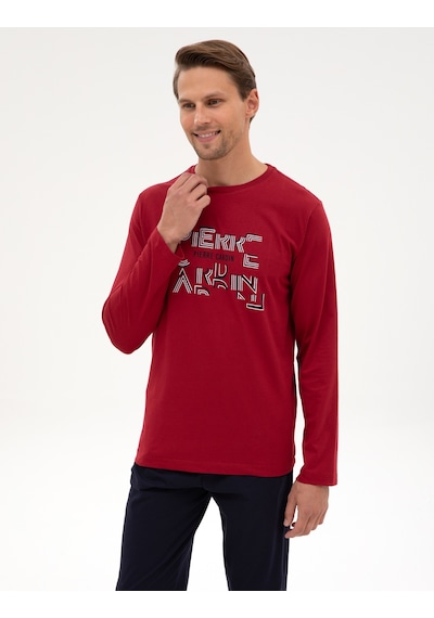 Pierre Cardin Erkek Bordo Pijama Takım 50322652-900 Bordo