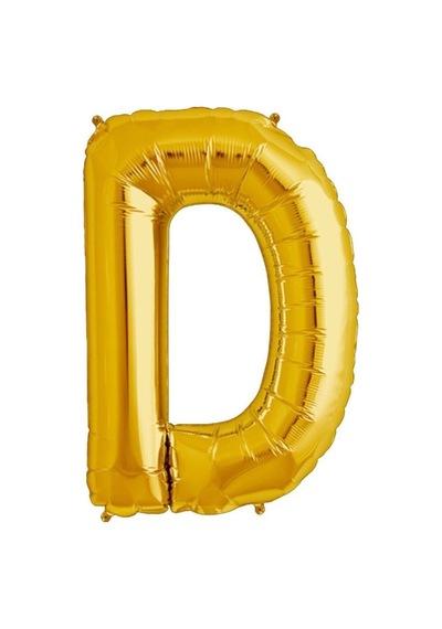 D Harfi Altın Gold Rengi Folyo Balon 40 Inc 100 Cm Turuncu