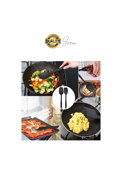6 Parça Silikon Spatula Fırça Kaşık Bıçak Yemek Hazırlık Pasta Mutfak Seti Yanmaz Yapışmaz Siyah Çok Renkli