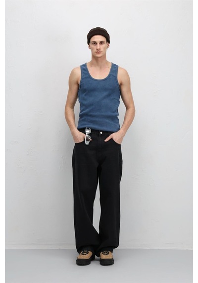 Vamos Yıkamalı Tank Top Kaşkorse Atlet İndigo