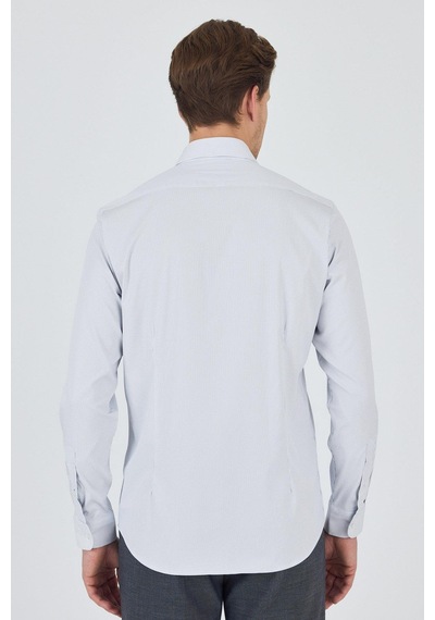 İmza Beyaz Sert Yaka Cepsiz Gabardin Uzun Kol Slim Fit Esnek Gömlek 1004250231 Beyaz